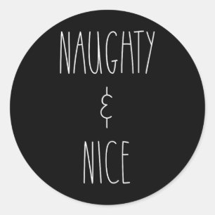 Naughty & Nice Matching Family Christmas Pajam Classic Round Sticker