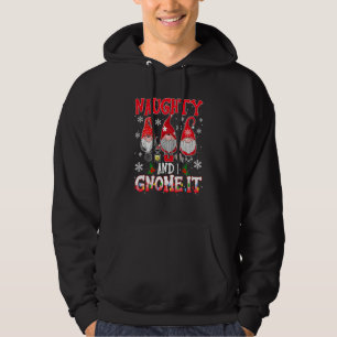 Naughty And I Gnome It Christmas Plaid Three Gnome Hoodie