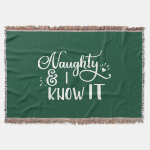 naughty and I know it Funny Christmas Throw Blanket