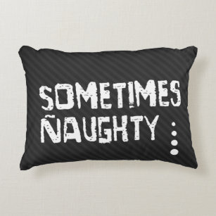 Naughty and Nice Christmas Typography Reversible Accent Pillow