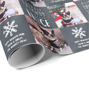 Naughty and Nice   Custom 2 Photo Pet Dog Wrapping Paper