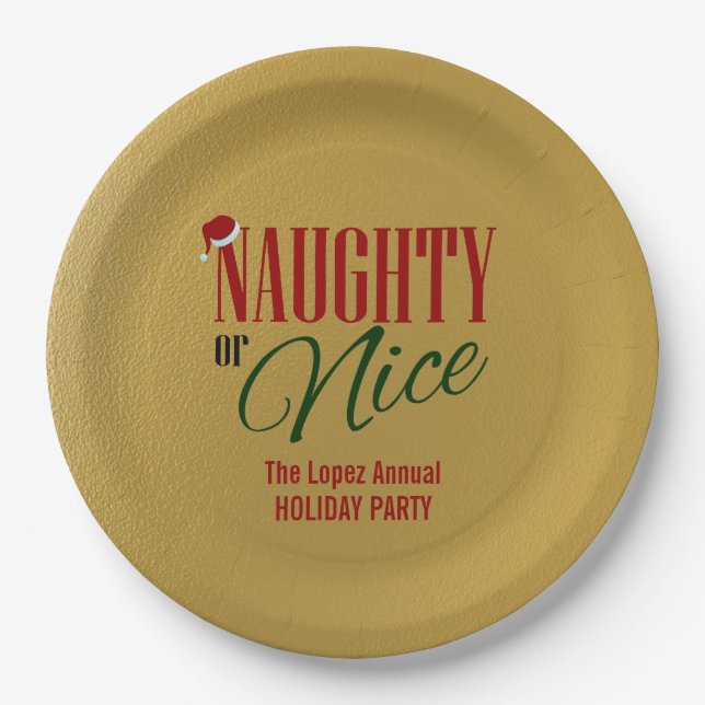Naughty and Nice Holiday Paper Plate (Front)