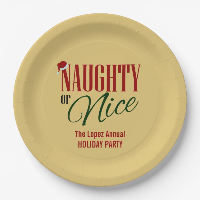 Naughty and Nice Holiday Paper Plate (Front)