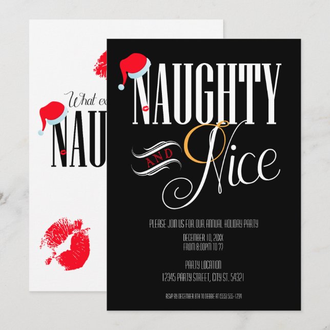 Naughty and Nice Holiday Party Invitations (Front/Back)