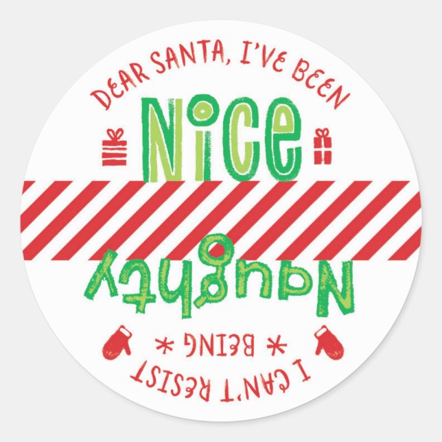 Naughty and Nice Santa Holiday Christmas Sticker (Front)