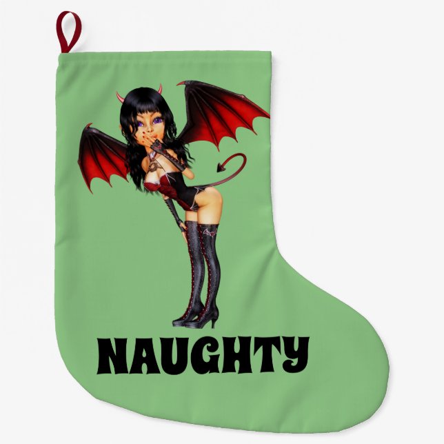 NAUGHTY BARE BUTT DEVIL GIRL CHRISTMAS STOCKINGS (Front)