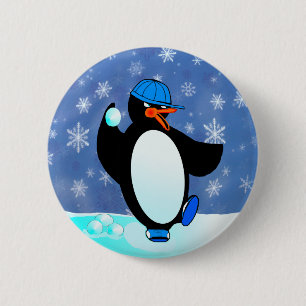 Naughty baseball penguin 2 inch round button