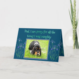 Naughty Basset Hound sur la carte d'anniversaire d