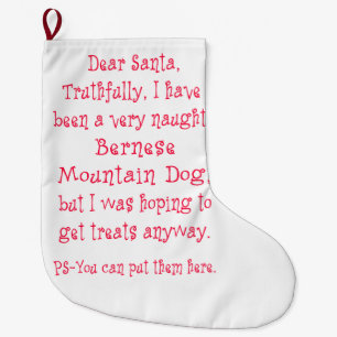Naughty Bernese Mountain Dog Large Christmas Stocking