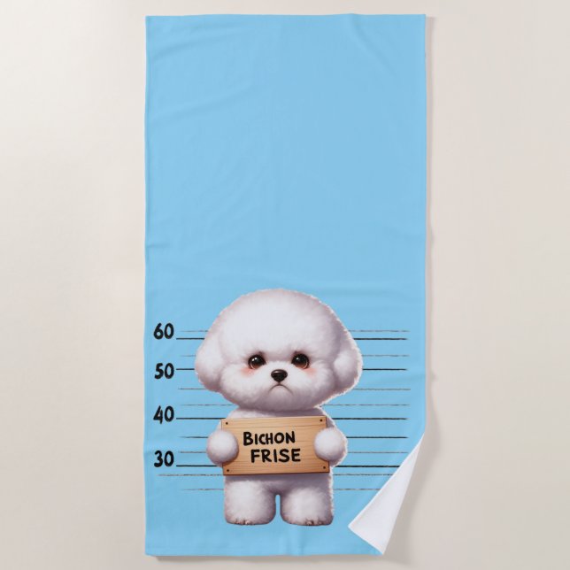 Naughty Bichon Frise Beach Towel (Front)
