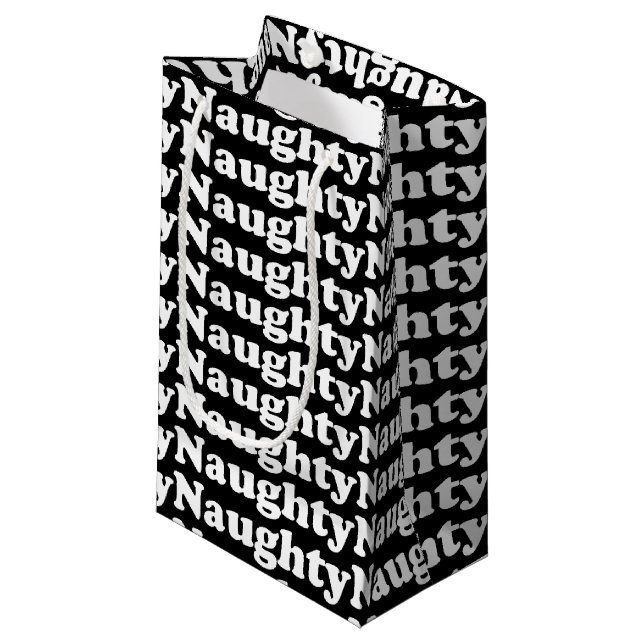 Naughty black and white pattern funny cute small gift bag (Front Angled)