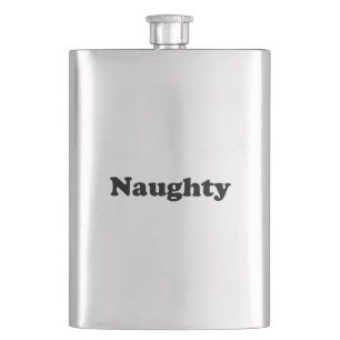 Naughty, black letters, Classic Flask