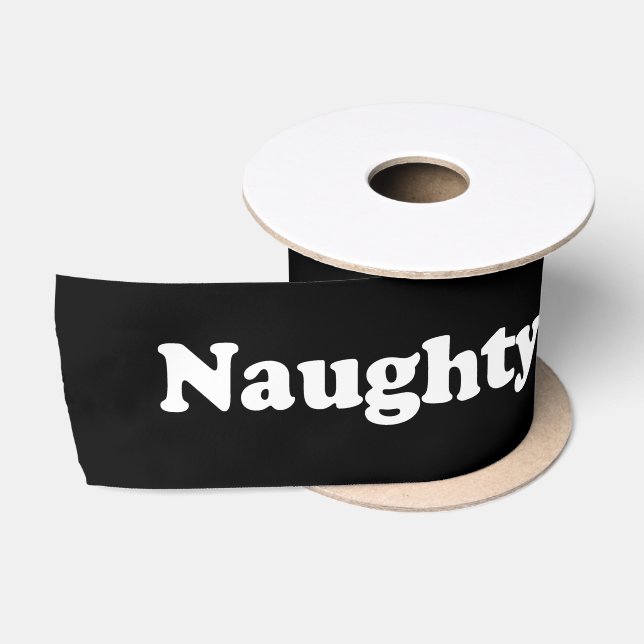 Naughty black white pattern funny cute flirty satin ribbon (Spool)