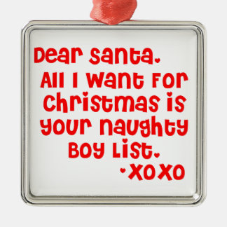 Naughty boy list metal ornament