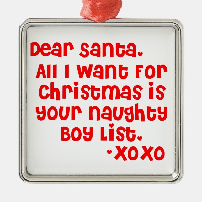 Naughty boy list metal ornament (Front)