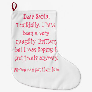 Naughty Brittany Large Christmas Stocking