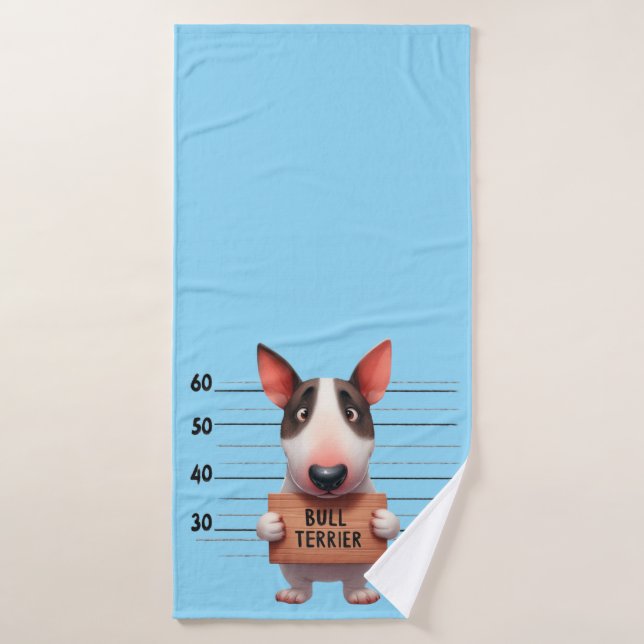 Naughty Bull Terrier Bath Towel (Bath Towel)