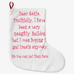Naughty Bulldog Large Christmas Stocking