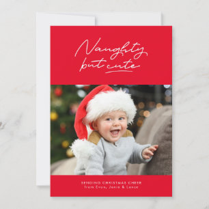 Naughty but cute funny one photo holiday card