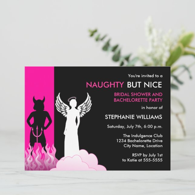 Naughty But Nice Bachelorette Party Invitation (Standing Front)