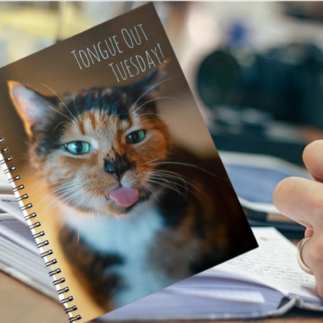 Naughty Calico Cat Tongue Out Notebook (Creator Uploaded)
