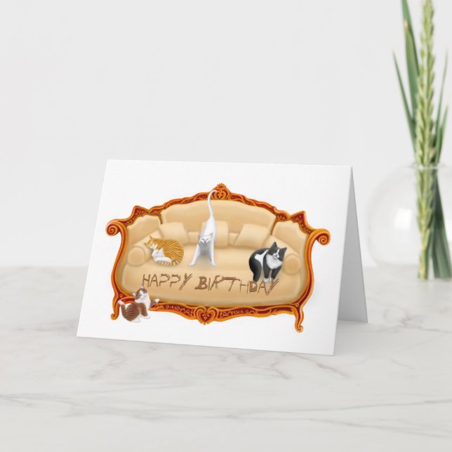 Naughty Canch Cats Carte d'anniversaire (Devant)