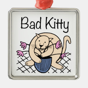 Naughty Cat Cartoon Metal Ornament