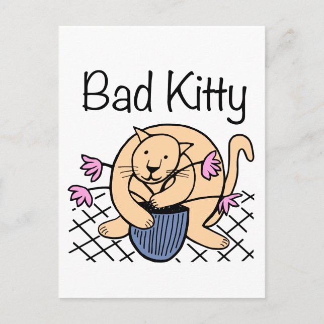 Naughty Cat Cartoon Postcard (Front)
