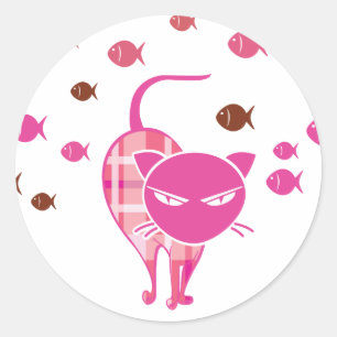 Naughty Cat Classic Round Sticker
