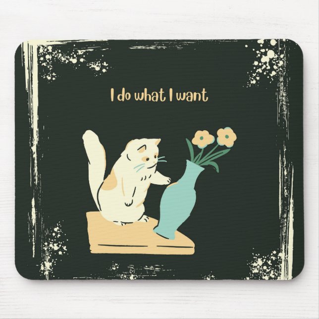 Naughty Cat Stain-Resistant Mouse Pad (Front)