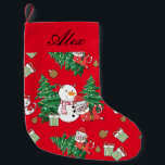 NAUGHTY CAT WITH SNOWMAN PERSONALIZED SMALL CHRISTMAS STOCKING<br><div class="desc">NAUGHTY CAT WITH SNOWMAN PERSONALIZED Small Christmas Stocking</div>