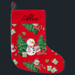 NAUGHTY CAT WITH SNOWMAN PERSONALIZED SMALL CHRISTMAS STOCKING<br><div class="desc">NAUGHTY CAT WITH SNOWMAN PERSONALIZED Small Christmas Stocking</div>