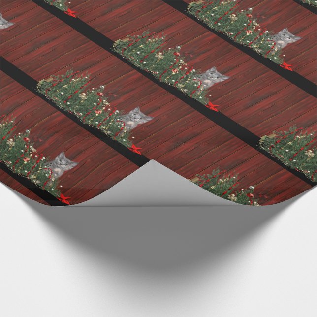 Naughty Christmas kitten Wrapping Paper (Corner)