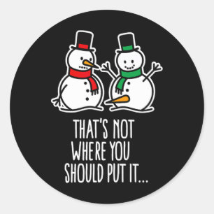 Naughty Christmas Saying Dirty Snowman Cartoon Ugl Classic Round Sticker