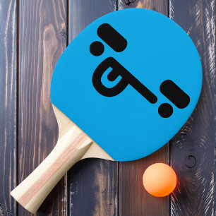 Naughty Confused Face Blue Ping Pong Paddle