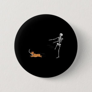 Naughty Corgi Dog Fun Skeleton Halloween 2 Inch Round Button