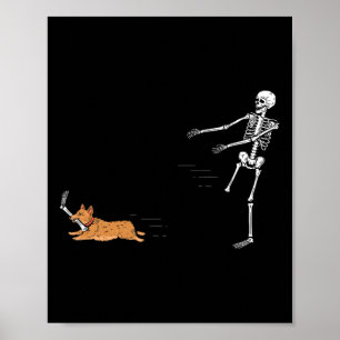 Naughty Corgi Dog Fun Skeleton Halloween  Poster