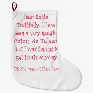 Naughty Coton de Tulear Large Christmas Stocking
