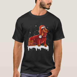 Naughty Dachshund Santa Christmas Fairy Lights Dog T-Shirt