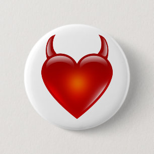Naughty Devil Heart with Horns 2 Inch Round Button
