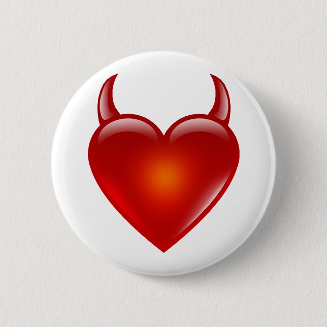 Naughty Devil Heart with Horns 2 Inch Round Button (Front)