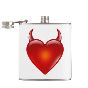 Naughty Devil Heart with Horns Hip Flask