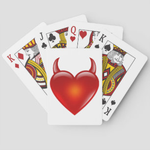 Naughty Devil Heart with Horns Playing Cards