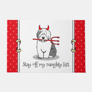 Naughty Devil Old English Sheepdog (Grey 1) Doormat