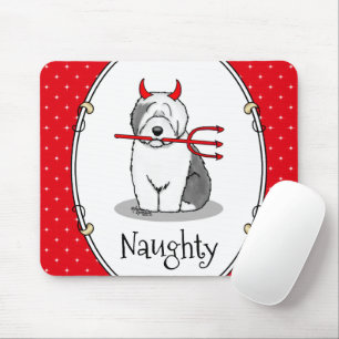 Naughty Devil Old English Sheepdog (Grey 1) Mouse Pad