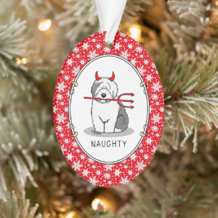 Naughty Devil Old English Sheepdog (Grey 1) Ornament