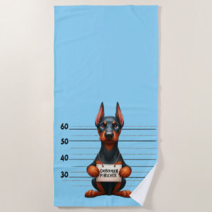 Naughty Doberman Pincher Beach Towel