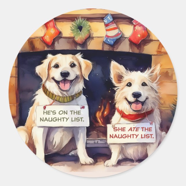 Naughty Dogs Christmas Envelope Seal Stickers (Front)