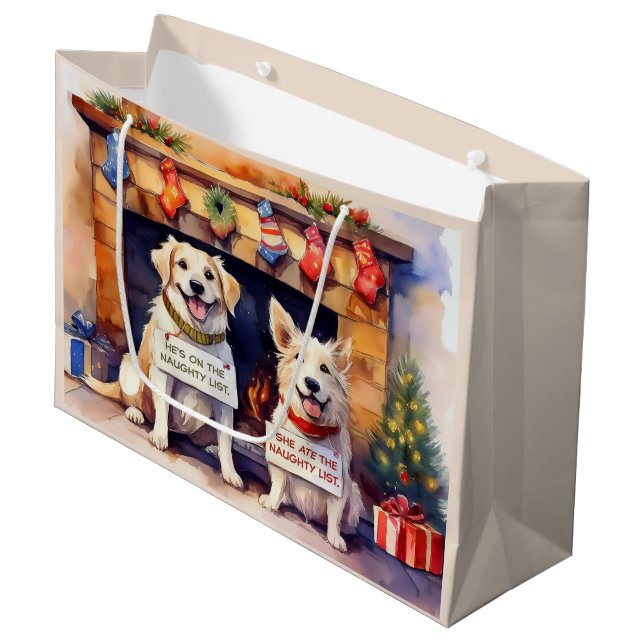 Naughty Dogs Christmas Gift Bag (Front Angled)