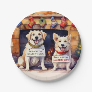 Naughty Dogs Christmas Paper Plates